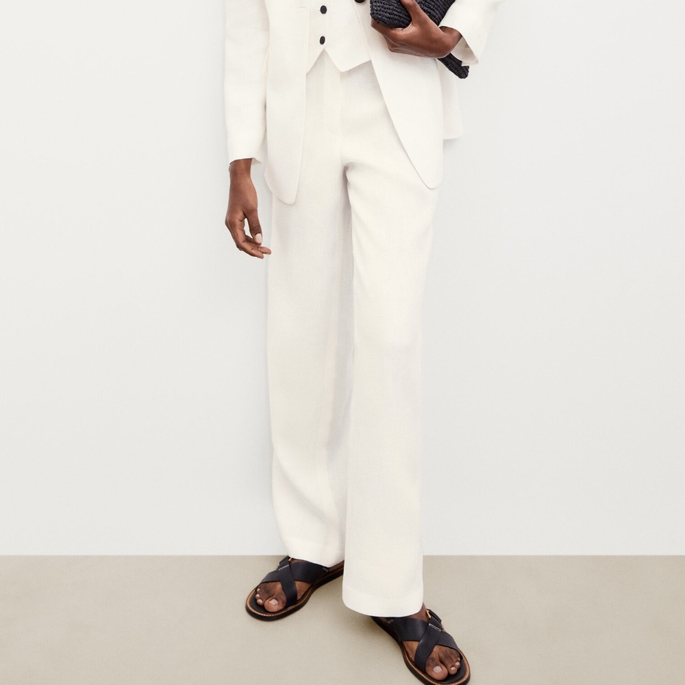 COPY - Massimo Dutti straight-leg linen pants white NEW 4 36